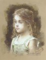 緑のチュニックを着た少女の少女の肖像画 アレクセイ・ハラモフ